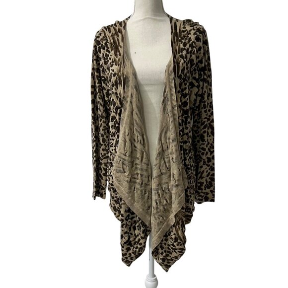 Alberto Makali Wool Blend Leopard‎ Print Open Front Cardigan Sweater L - Picture 4 of 10
